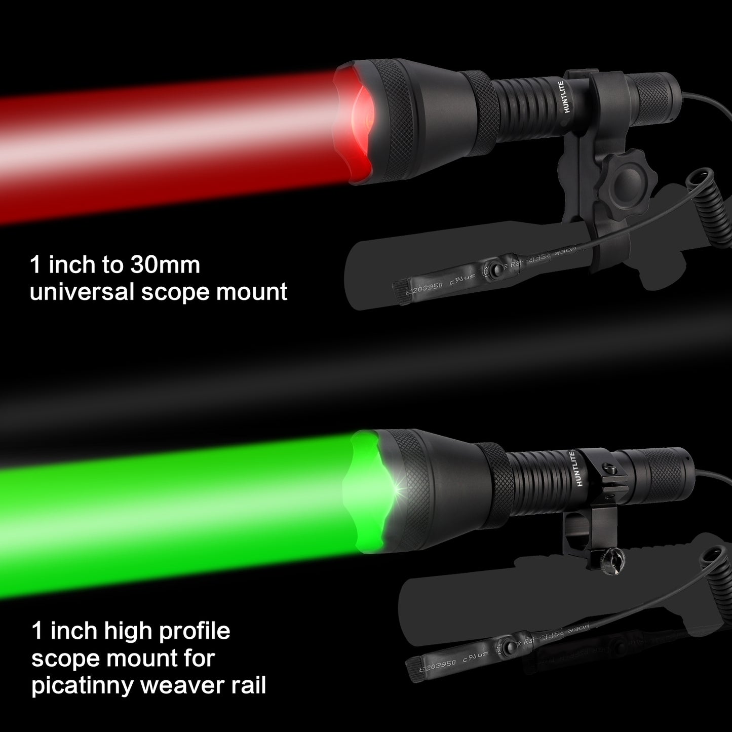 A10 Super Bright Zoomable Green Red Infrared Amber White Hunting Light for Predators, Varmints, Coyotes, Hogs, Racoons