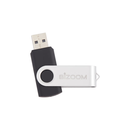 BIZOOM Blank USB flash drives,USB 2.0 Flash Drives Thumb Drive Swivel Memory Stick Jump Drive Pen Drive, Black, 16 GB